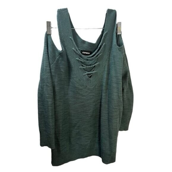 Express Knit Cold Shoulder Criss Cross Blouse‎ Small - Picture 1 of 7